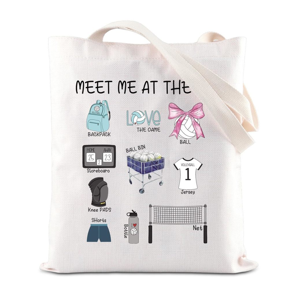 Volleyball Lover Tote Bag Volleyball Player Coach Gift Coquette Bow ^_^